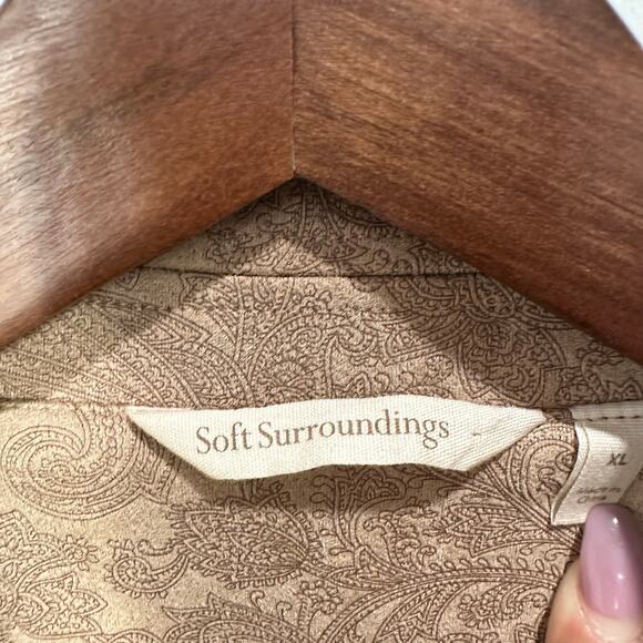 Soft Surroundings Malika Faux Suede Open Jacket In Driftwood Paisley Size XL - Picture 7 of 9